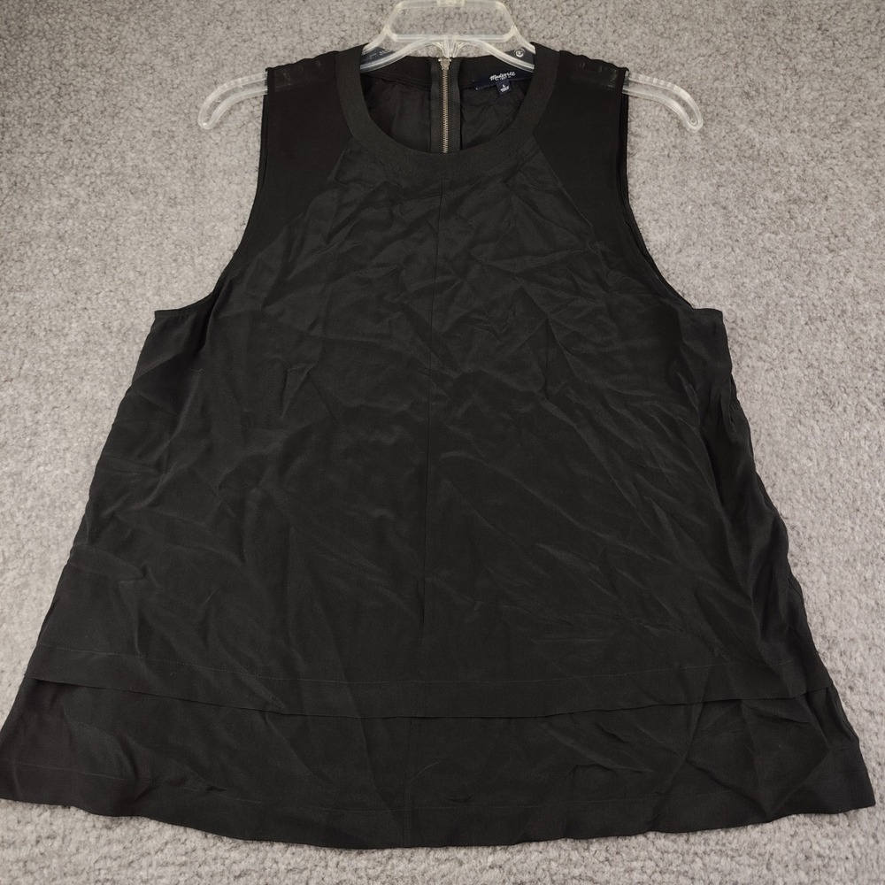 Madewell Top Womens Large Black Silk Tiered Sheer Whimsigoth Fairy EUC